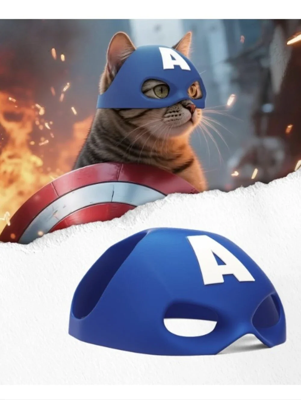 Cosplay Cat Helmet Inspired By Captain America 3D Printed Costume Piece